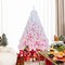 White-Pink PVC Christmas Tree with Flocked Tips and Folding Metal Stand